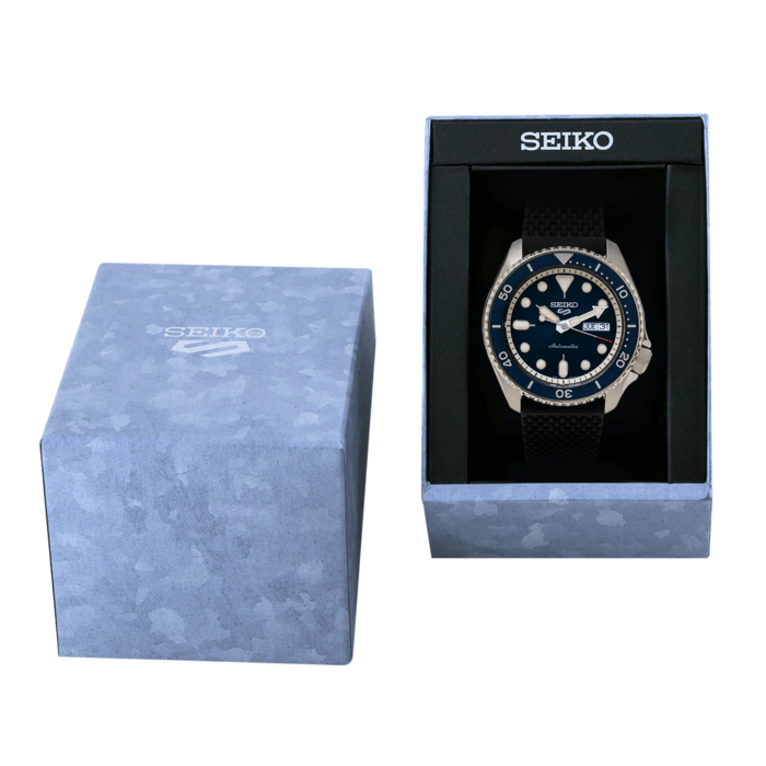Seiko 5 Sports SKX Automatic Blue Dial Blue Silicone Strap Watch for Men - SRPD71K2 - Image 9